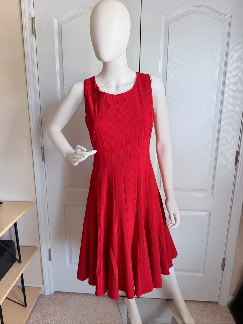 Calvin Klein Red Sleeveless Midi Fit-and-Flare Dress Size M